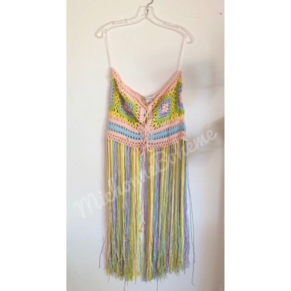 Crochet Knit Fringed Beach Coverup - Picture 15 of 15